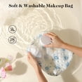 thumbnail image 3 of LazySpin Makeup Bag Set, 3-Piece Cotton Cosmetic Toiletry Bag for Travel, Cosmetic Pouch for Organize, Blue Flower, 3 of 9