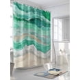 thumbnail image 3 of Fsddascl Green Coastal Shower Curtain Set - 72" x 78" Washable Bathtub Curtain with 12 Hooks, Summer Beach Nautical Abstract Art Waterproof Fabric Stall Shower Curtains for Bathroom/Bathtub Décor, 3 of 6