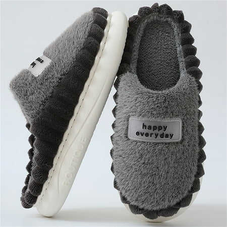 

uikmnh Warm Slippers Men Slippers Autumn And Winter Fashion And Comfortable Indoor Warm Flat Soft Non Slip Solid Color 11