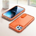 thumbnail image 6 of for iPhone 12 Case / iPhone 12 Pro Case Kickstand Durable 3-Layer Military Grade Protective Cover Hybrid Silicone Heavy Duty Rugged Shockproof Screen Lip Raised Protection Case, Clear+Orange, 6 of 8