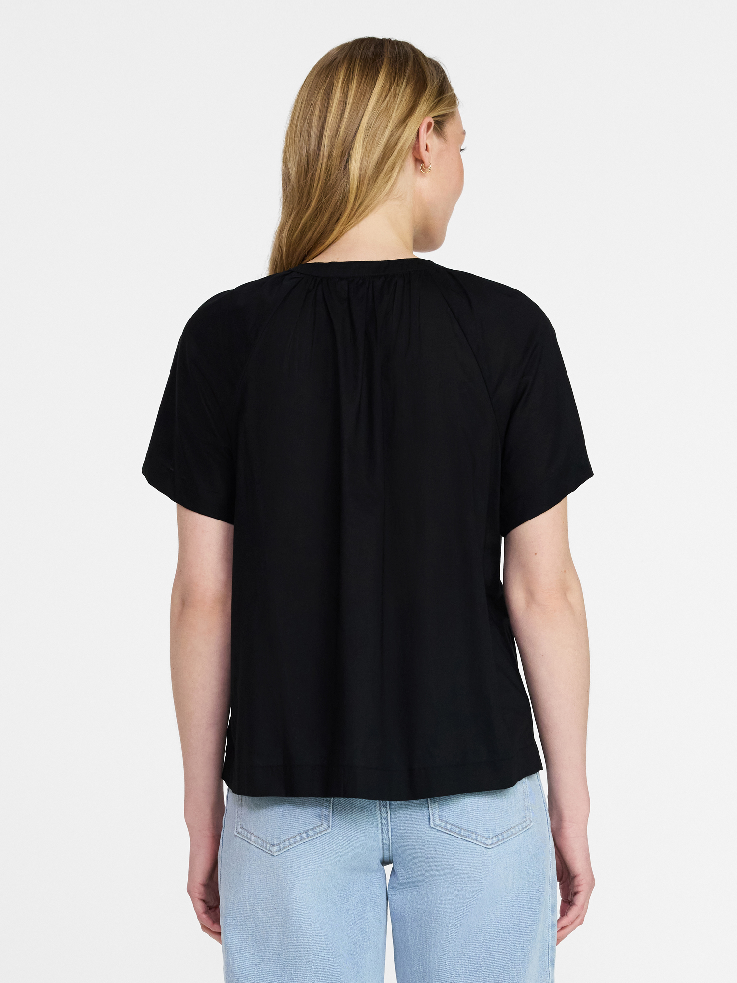 Time and Tru Women's Cotton Button Up Blouse with Short Sleeves, Sizes XS-XXXL