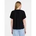thumbnail image 4 of Time and Tru Women's Cotton Button Up Blouse with Short Sleeves, Sizes XS-XXXL, 4 of 6
