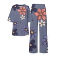 thumbnail image 4 of Womens pajama sets Summer Outfits for Women 2 Cotton Linen Set Oversized T Shirts Straight Leg Pant Plus Size Tracksuit M, 4 of 5