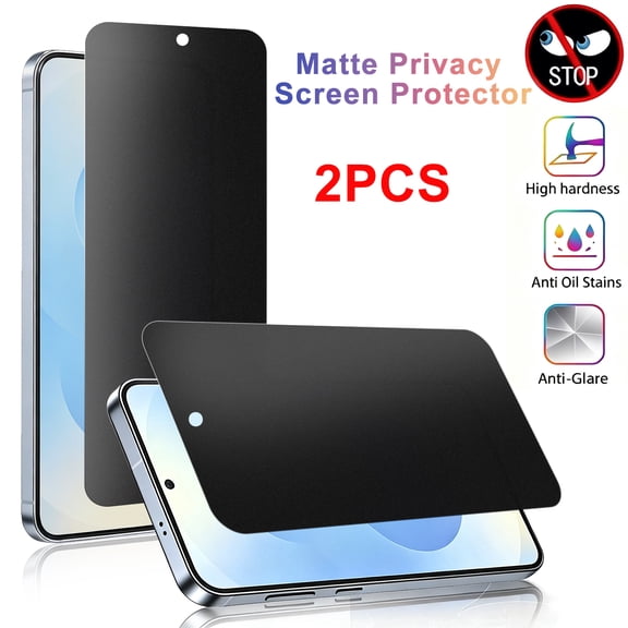 ZYQEEE Matte Privacy Screen Protector for Samsung Galaxy S25 5G, Anti-Fingerprint Easy Installation,Anti-Spy Tempered Glass Protective Film Compatible for Samsung S25,2Pcs