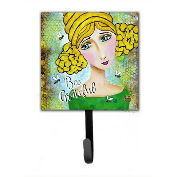 Bee Grateful Girl with Beehive Leash or Key Holder, 6 x 1.25 x 4.25 in.