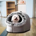 thumbnail image 5 of Warm Pet Cave Bed, Thick Soft Fluffy Enclosed Cat & Dog Bed for Winter, Portable Anti-Anxiety Hooded Sleeping Bag with Removable Washable Cushion for Small Medium Pets, 5 of 7