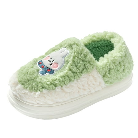 

Slippers For Women Couples Ladies Slip On Plush Flat Home Winter Round Toe Keep Warm Cartoon Prints Slippers Shoes