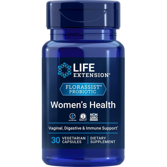 Life Extension FLORASSIST® Probiotic Women's Health, vaginal health, digestive health, immune health, gluten-free, non-GMO, vegetarian, once-daily formula, 30 capsules