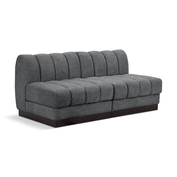 Meridian Furniture Quinn 64" 2-Piece Fabric Modular Sofa in Dark Gray