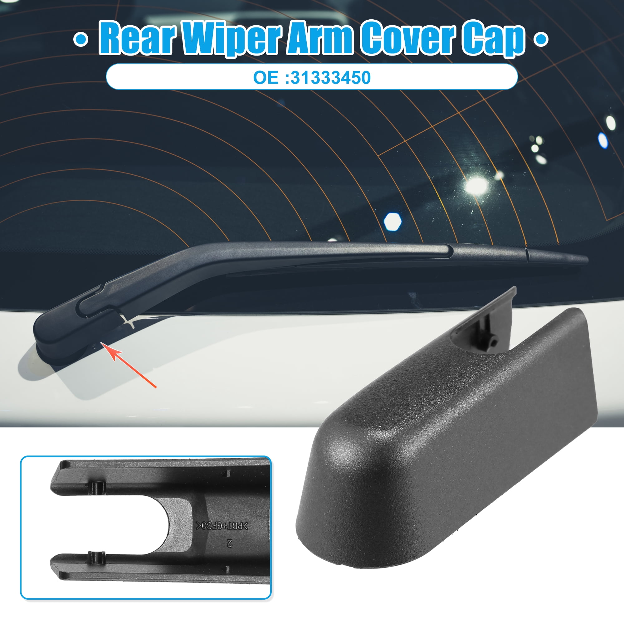 Unique Bargains Rear Wiper Arm Nut Cover Cap for Volvo XC60 1-Pack Black