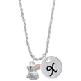 thumbnail image 1 of Delight Jewelry Silvertone 3-D Bunny Silvertone Script Initial Disc - X - Charm Necklace, 20"+3", 1 of 1
