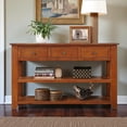 thumbnail image 2 of GZXS 48.82" Vintage Console Table with 3 Drawers & 2 Shelves, Farmhouse Sofa Table in Solid Pine Construction, Multi-Functional for Living Room & Hallway, Brown, 2 of 10