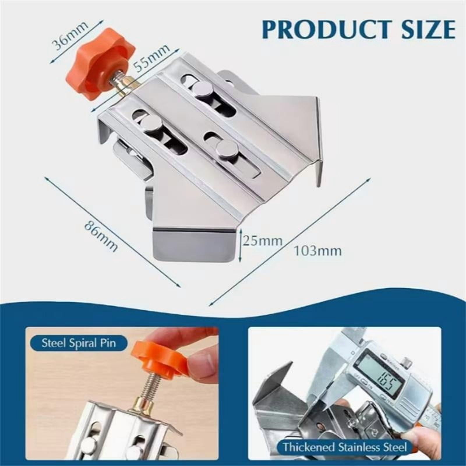 2 Pack 90 Degree Corner Clamps, Adjustable Swing Jaw Stainless Steel Right Angle Clamps for Woodworking, Metal, Pipe & Glass Assembly (70mm Max)