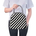 thumbnail image 4 of Insulated Lunch Tote Bag Black And White Stripes Lunch Bag for Women Men Light Grey, 4 of 7