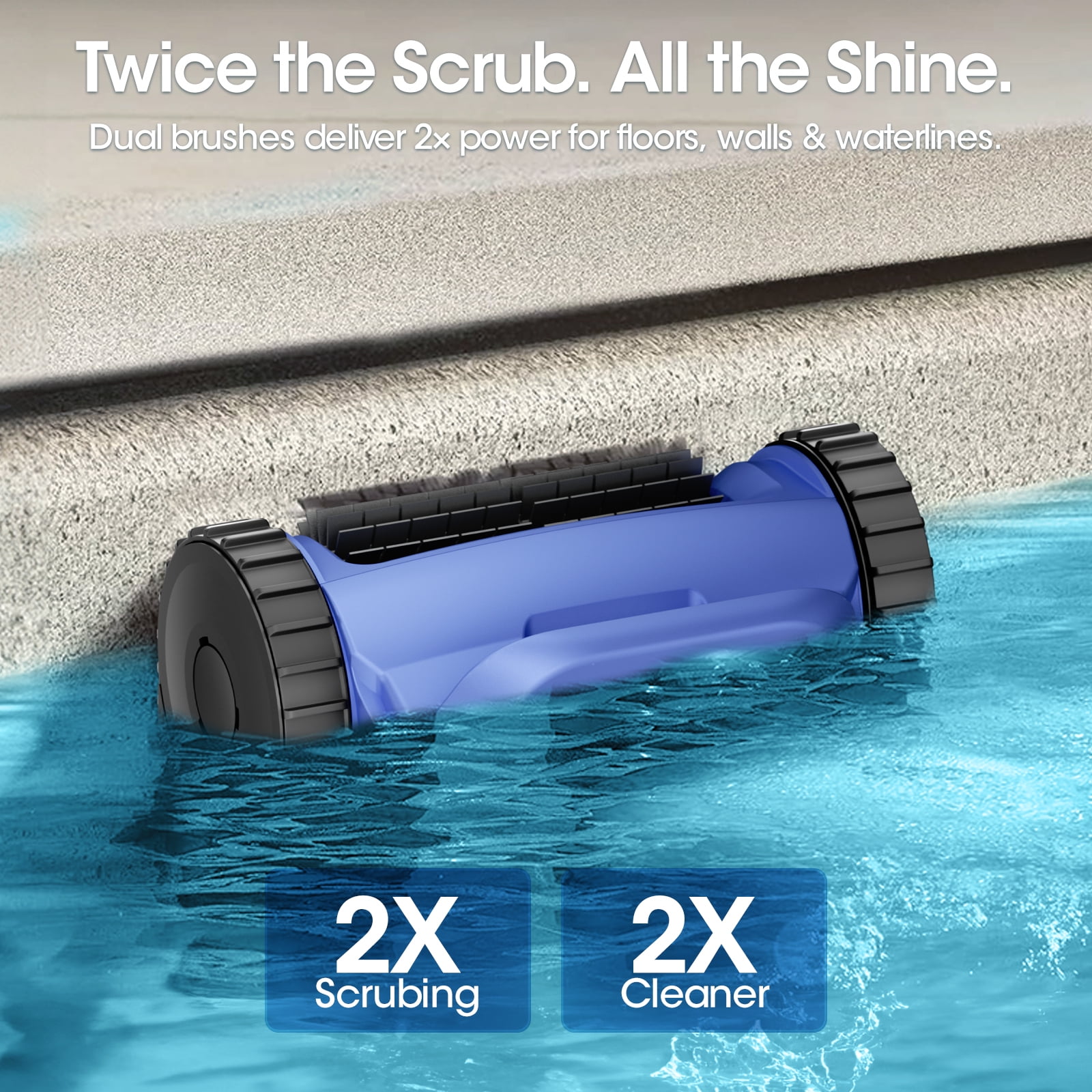 Cordless Robotic Pool Cleaner for In-Ground & Above-Ground Pools, Dual-Drive, Floor/Wall/Waterline Coverage, Easy-Clean Filter