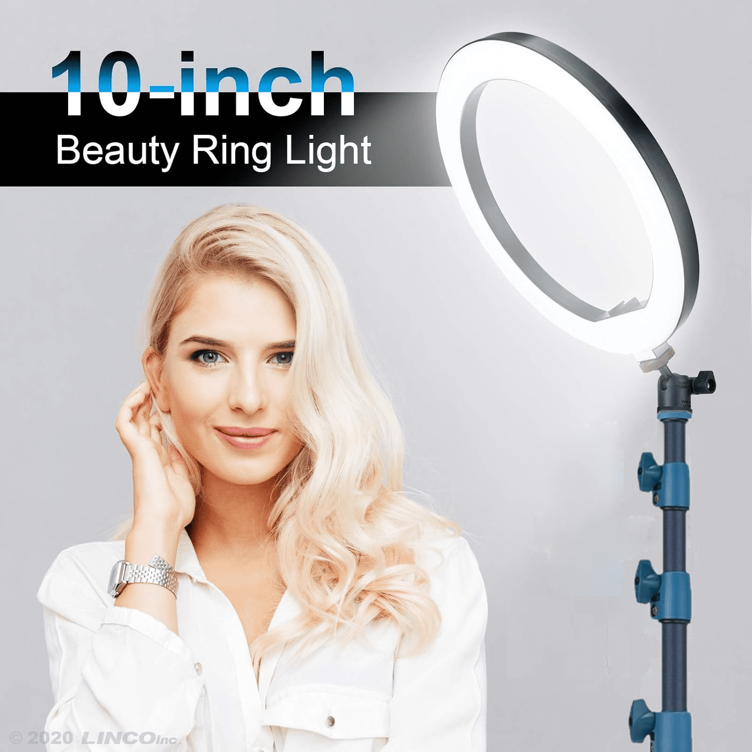 LINCO Dimmable Ring Light Heavy Duty Selfie Stick Tripod Bluetooth Remote 60" for Live Streaming YouTube Video Photography