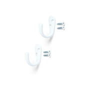 Mainstays, White Metal Hooks, Clutter-Free Hooks for Hanging Towels and Coats, 10 lbs Capacity, 2 Pack
