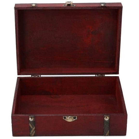 2025 New Vintage Wood Sundries Storage Box, Retro Red Wood Storage, Vintage Keepsake Box, Chest Metal Lock Jewelry, Decorative Chinese Style Box for Accessories (1PC)