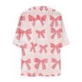 thumbnail image 4 of FAVIPT Womens Kimono Cardigans Summer Retro Graphic Printed Flowy Shirts 3/4 Puff Sleeve Cover Up Chiffon Tops Casual Loose Beach Blouses 2025 Pink,S, 4 of 5