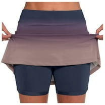 MIXUE Skirts For Women Summer Gradient Print Elastic High Waist Yoga Sports Mini Tennis Skirt Daily-Wear,Purple,XXL