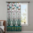 thumbnail image 3 of Green Butterfly Flower Semi Sheer Curtains Drapes for Living Room,Bedroom,French Doors Window 54 Inches Long,Stained Glass Dragonfly Floral Plant Rod Pocket Chiffon Curtain Voile Drapery Panel, 3 of 8