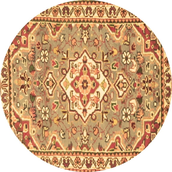 Ahgly Company Indoor Round Medallion Brown Traditional Area Rugs, 4' Round