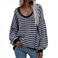 thumbnail image 2 of Suéter Holgado de Cuello Redondo, Larga, Hombros Descubiertos, Tejido Liso, para Mujer, para Otoño. Negro L, 2 of 7