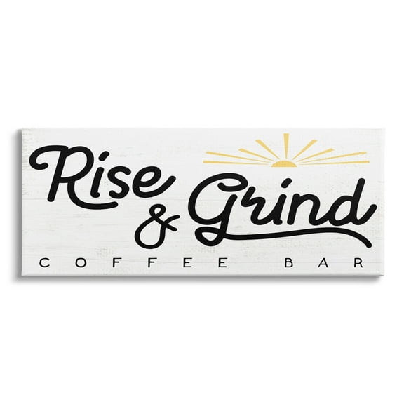 Stupell Industries Rise & Grind Coffee Bar Sign Rustic Sunrise, 30 x 13, Design by Daphne Polselli