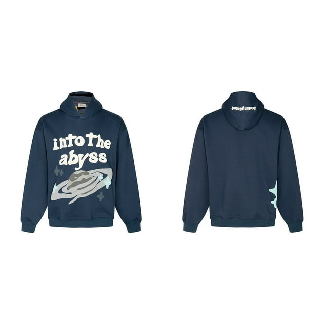 Sweat à Capuche Planète Cassé Tendance Américaine Imprimé Amusant de Rue plus Velours design Ample