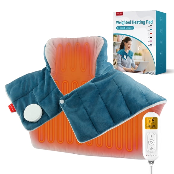 Comfytemp Weighted Heating Pad for Neck and Shoulders, FSA HSA Eligible, 19"x 24", Blue