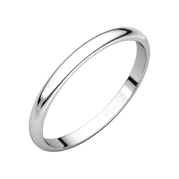 Jewels By Lux Platinum 2mm Half Round Light Bridal Wedding Ring Band Size 6.5