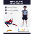 thumbnail image 2 of Marvel Spider-Man Toddler Boys Button Down Shirt Twill Shorts Suspenders and Bow-Tie 4 Piece Outfit Set Blue 2T, 2 of 5