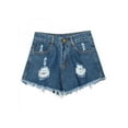 thumbnail image 2 of Topumt Women Fashion Sexy High Waist Ripped Hole Tassel Denim Shorts, 2 of 5