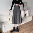 thumbnail image 3 of Faldas plisadas estilo preppy Rimocy para mujer, faldas de paraguas de cintura alta de moda coreana, faldas de línea A lisas de longitud media., 3 of 5