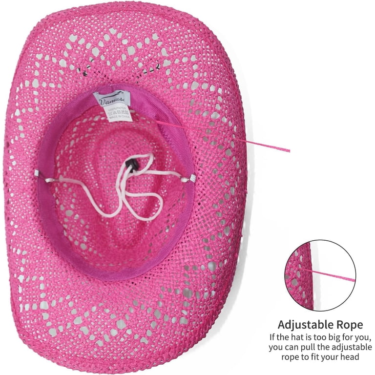 Straw Cowboy Cowgirl Hat for Women with Beaded Trim and  display picture 3