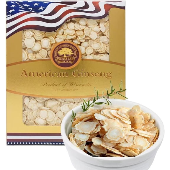 American Ginseng Slices from Wisconsin,American Wisconsin Ginseng Slices Root for Tea, Energy for Men Women Mental Health Boosts Immunity, Gluten FreeSmall Round 1 Box of 4 Ounces