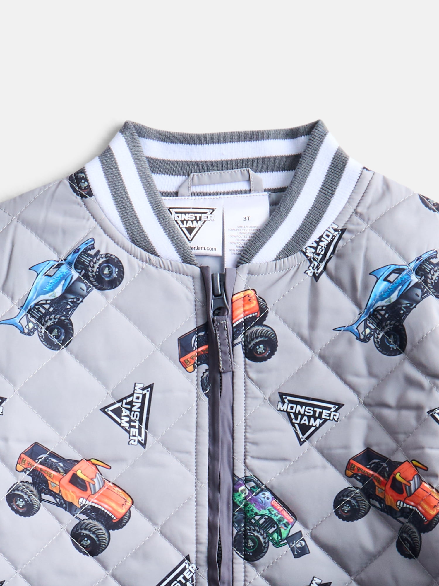 Monster Jam Toddler Boys Quilted Bomber Jacket, Sizes 12M-5T
