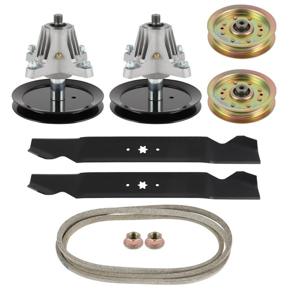 SCITOO Deck Rebuild Kit Lawn Mower Deck Parts Rebuild Kit Compatible with Cub Cadet LTX1045 LTX1046 LTX1046VT 1 Belt 2 Spindle Assembly 2 Mower Blades 2 Idler Pulleys