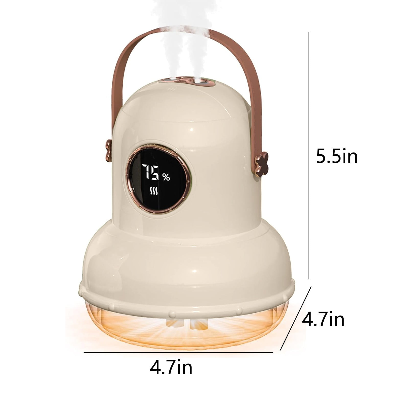 Uandlove Humidifier Large Room Cool Mist Humidifier With Night Ligh Portable Mini Humidifier With LED Screen Ultra-Quiet Wireless Humidifier Three Spray Modes For Baby Kids Bedroom Home Beige