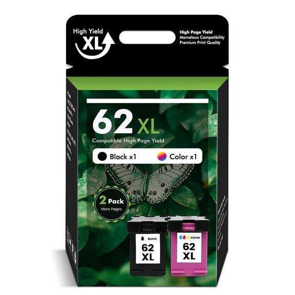 62XL 62 Ink Cartridges Compatible for HP 62XL 62 Black and Color for Envy 5540 5640 5660 7644 5740 5741 8000 OfficeJet 200 250 (Black,Tri-color)