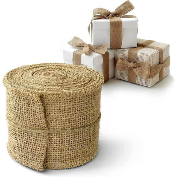 Burlap Ribbon 3 Inch Wide - Burlap Roll Fabric Ribbon, 10 Yard Burlap Ribbon for Crafts, Burlap Flower Wrap, Rustic Ribbon for Gifts, Holidays and Decorations
