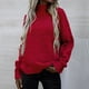 thumbnail image 2 of Gibobby Suéter para mujer, Suéter corto de manga larga con cuello redondo para mujer, cuello alto, suéter de acanalado(Rojo,M), 2 of 4