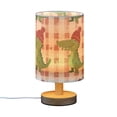 thumbnail image 2 of Orange Plaid Cute Dinosaur with Christmas Hat Table Lamp with USB Port LED Warm Light Lamp Night Light Home Decor, 2 of 7