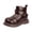 Brown, variant on Girls Ankle Boots Fashion Splice Leather Furry Lined Winter Booties Comfy Soft Sole Zipper Short Snow Boots Black 2.5 Big Kids