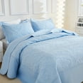 thumbnail image 5 of 3-Piece 100% Cotton Oversized Bedspread Set Coverlet Set Lightweight Quilt Set Embroidery Farmhouse Bedding Set T, 5 of 8