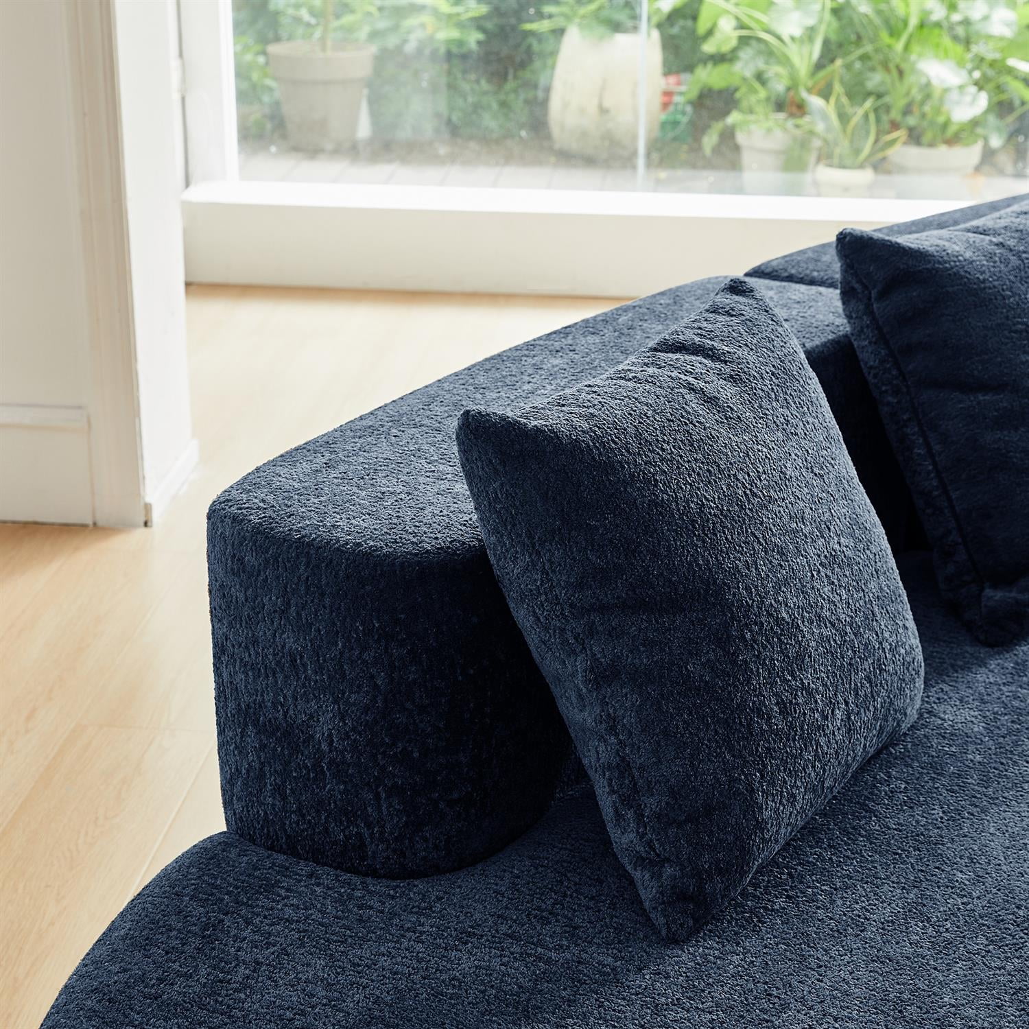 Demi Bonn 109" Modern Curved Sectional Sofa, Large 5-Seater Couch for Living Room and Apartment, Easy Assembly, Blue