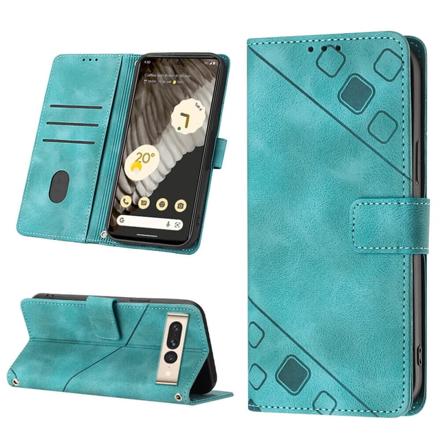Compatible with Google Pixel 7 Pro Classic Embossed PU Leather Case with Card Holder Shockproof Cover