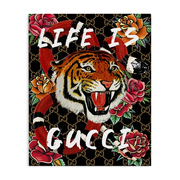 Stupell Industries Eclectic Tiger & Roses Phrase Canvas Art, 24 x 30, by Madeline Blake