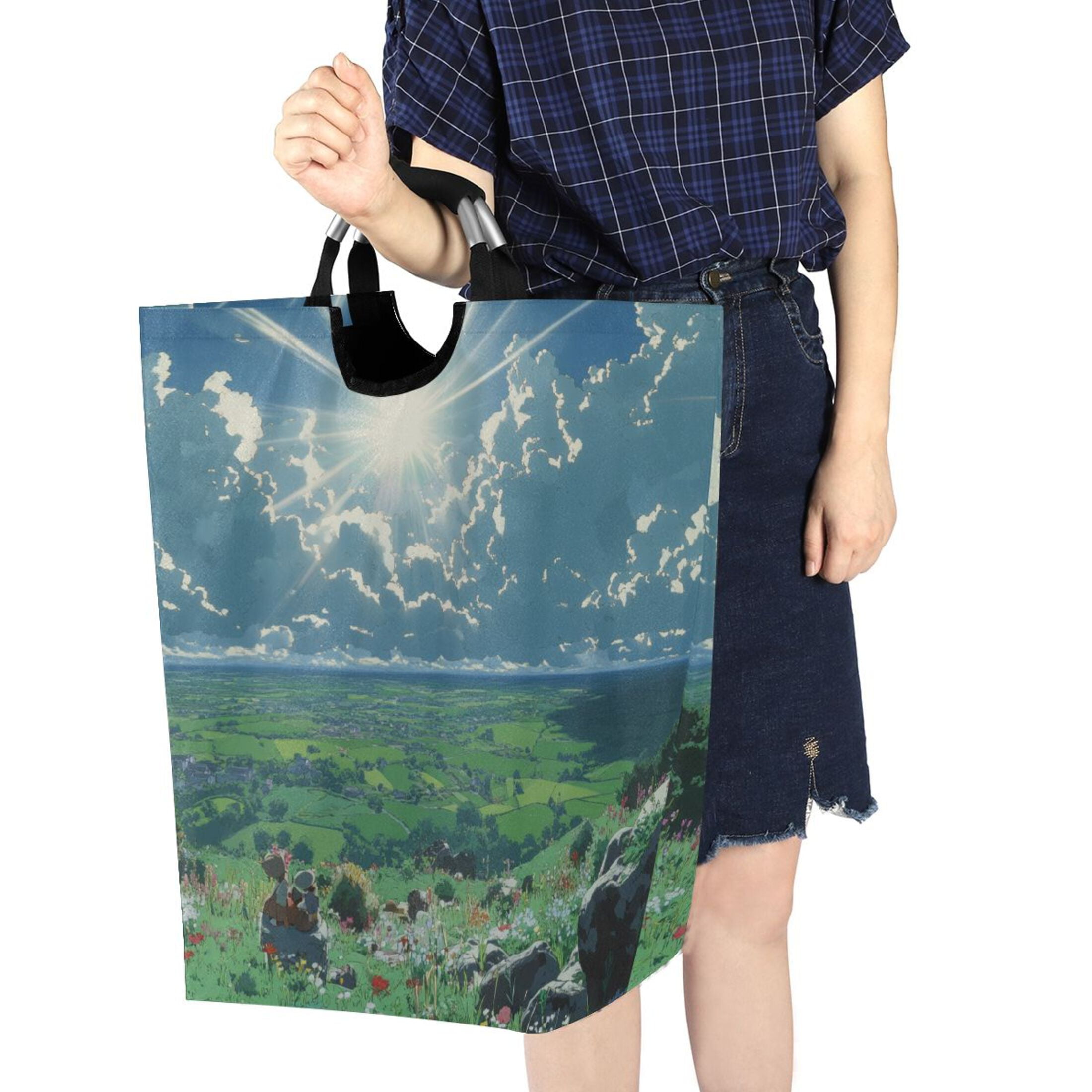 Green Valley Foldable Laundry Hamper 12.6x11x22.7in with Handles for Bathroom Bedroom Storage