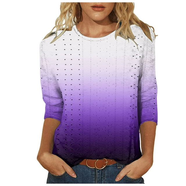 TSADFHJI Tuniques pour Femmes Grande Taille Hauts pour Femmes Chemises Mi-Longues Manches Trois Quarts Chemises Graphiques T-Shirts T-Shirts Décontractés Hauts Tunique à Col Rond